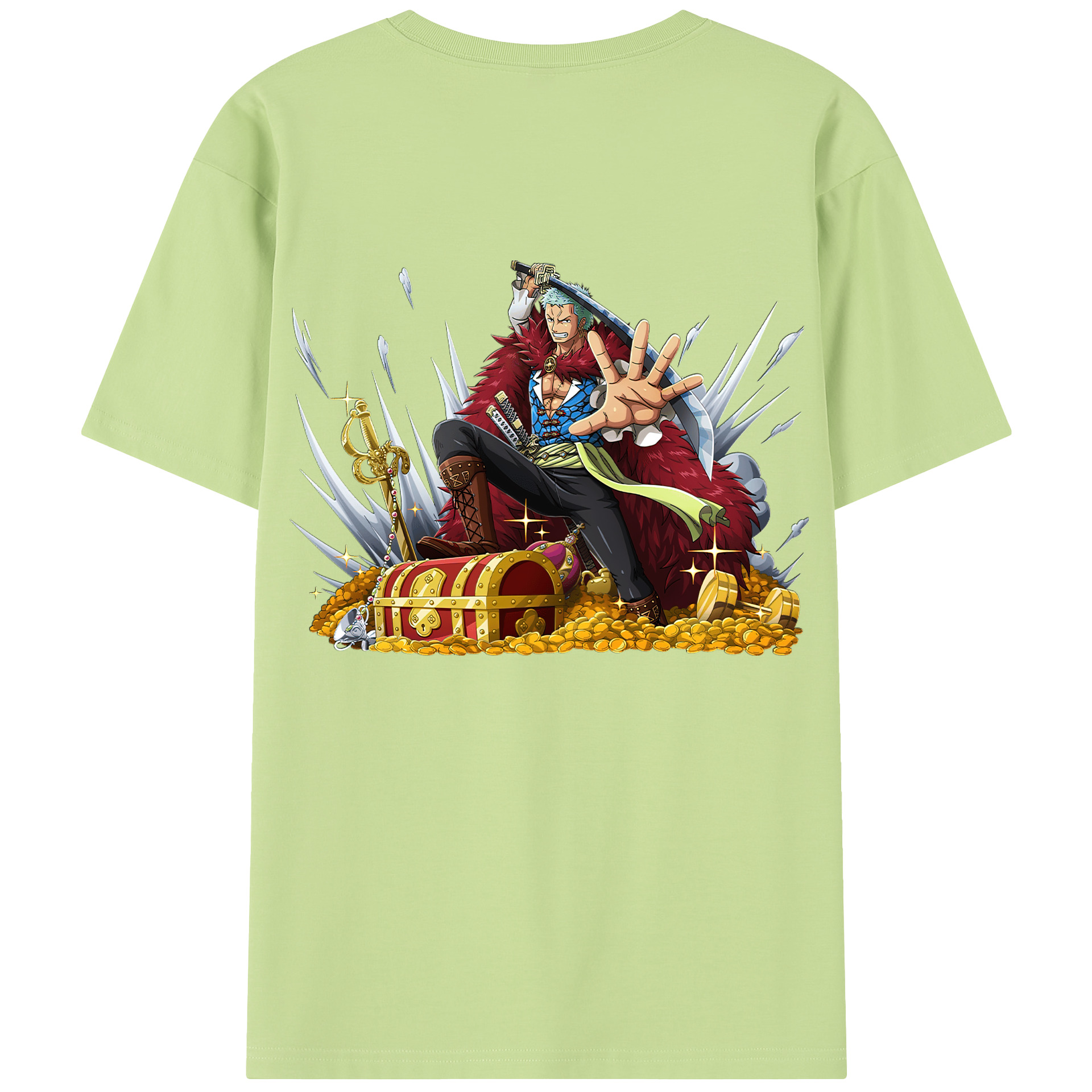 ワンピース ロロノア・ゾロ ONE PIECE Roronoa Zoro 綿100％半袖Tシャツ（背面プリント）